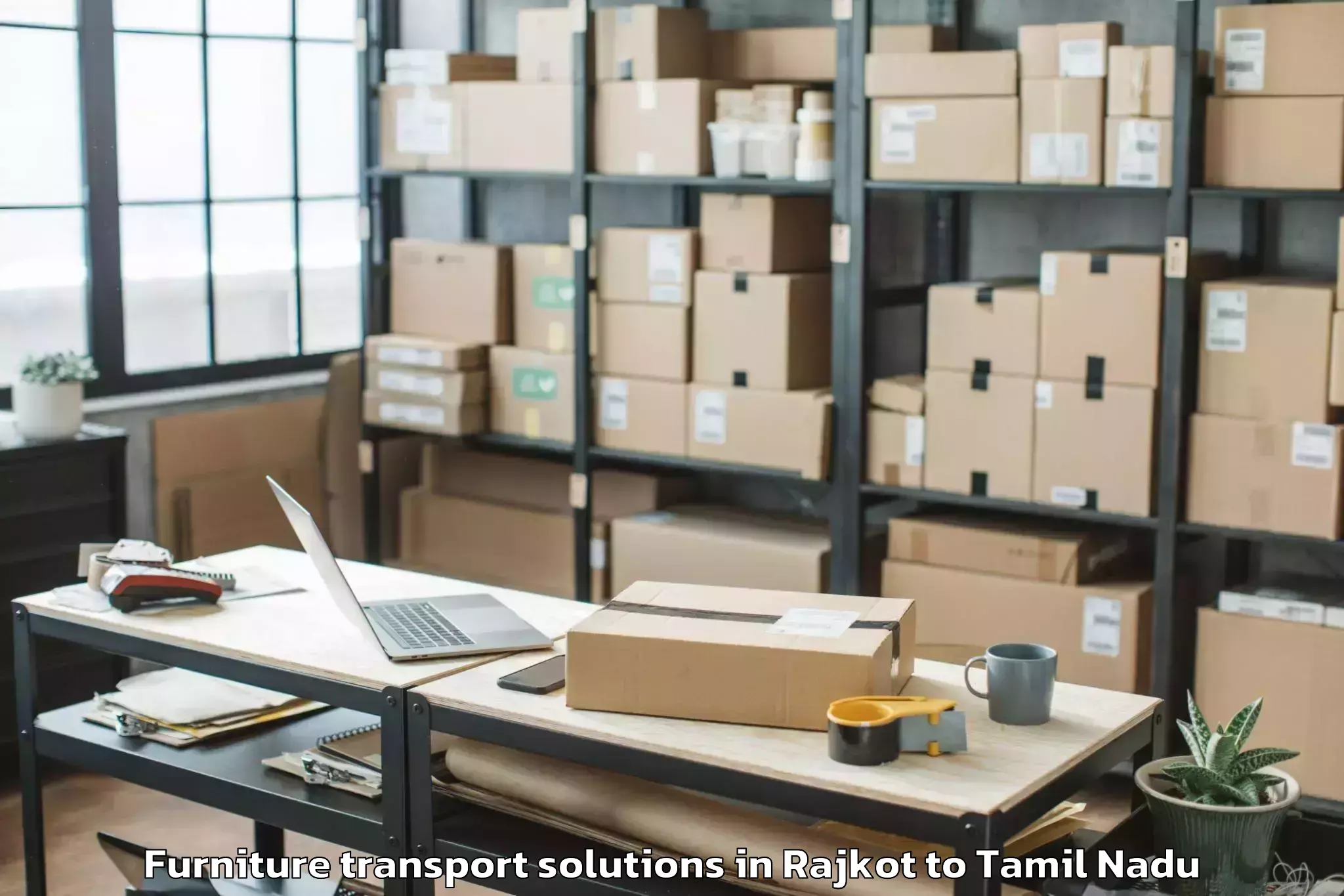 Book Rajkot to Wallajah Furniture Transport Solutions Online